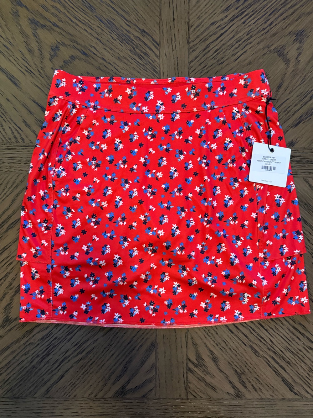 Belyn Key Red Floral Skort with Blue & White Accents
